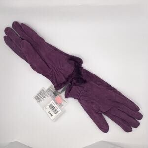 New W/ Tag 2005 Isotoner Womens Genuine Suede Gloves Blackberry XL Retail $36
